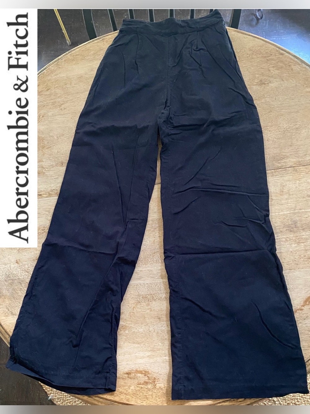 Abercrombie & Fitch Women’s Sz XS Black Cotton Fully Lined Wide Leg Pull On Pant